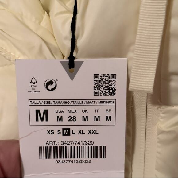 ZARA Women's Short Yellow Hooded Puffer Jacket New Medium - Picture 8 of 9